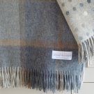 Natural Grey Windowpane Check Merino Blanket Throw 02
