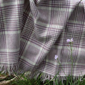 Lilac Blanket Check Lambswool Throw 
