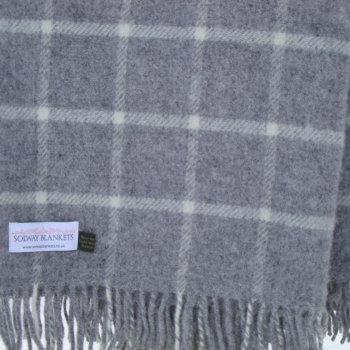 Soft Grey Chequered Check Throw