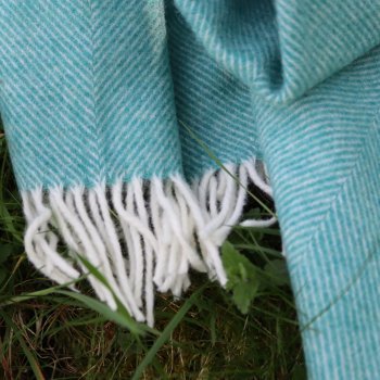 Jade Green Herringbone Shetland Wool Throw