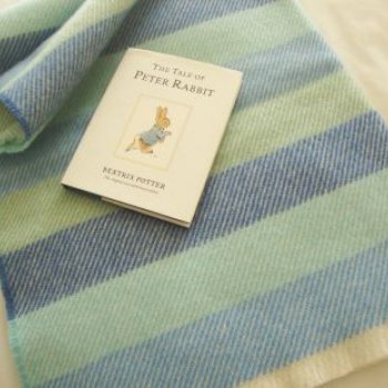 Kilkenny Blue Green Lambswool Baby Blanket