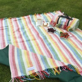 Rainbow Stripe Pure Wool Waterproof Picnic Blanket