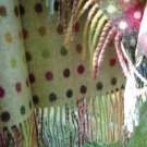 Beige Multi Spot Check Merino Lambswool Blanket Throw 05