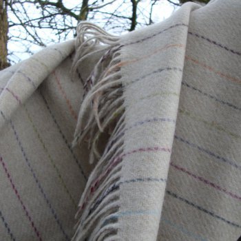 Beige Colour Pinstripe Merino Lambswool Throw