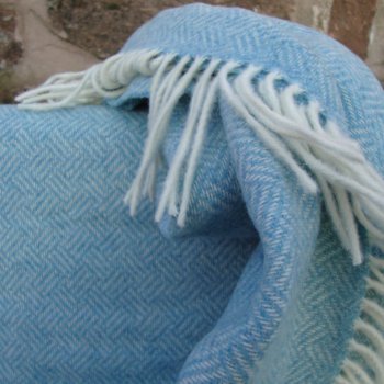 Blue Parquet Merino Lambswool Throw