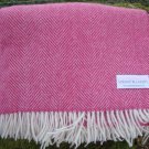 Cerise Herringbone Merino Lambswool Blanket Throw 04