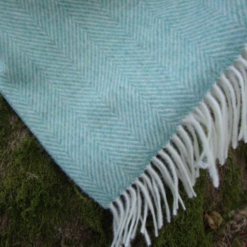 Eucalyptus Herringbone Merino Lambswool Throw