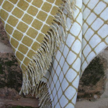 Gold Athens Check Lambswool Throw