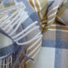 Grey Gold Melbourne Check Merino Lambswool Blanket Throw 03