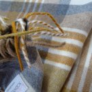 Grey Gold Melbourne Check Merino Lambswool Blanket Throw 05