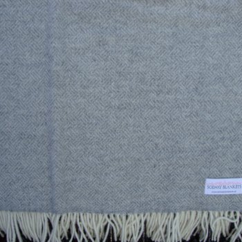 Grey Parquet Merino Lambswool Throw