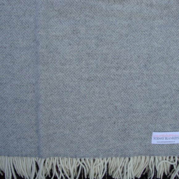 Grey Parquet Merino Lambswool Blanket Throw 01