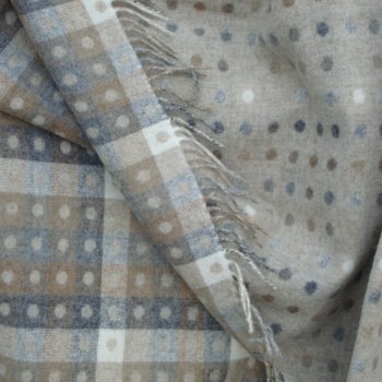 Natural Grey Reversible Spot Check Merino Lambswool Throw