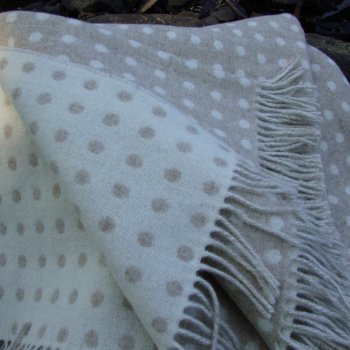 Natural Reversible Spot Check Merino Lambswool Throw