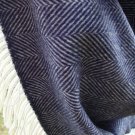 Navy Herringbone Merino Lambswool Blanket Throw 03