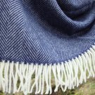 Navy Herringbone Merino Lambswool Blanket Throw 05