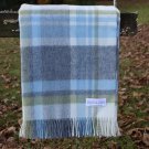 Portree Duck Egg Grey Check Merino Throw 02