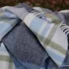 Portree Duck Egg Grey Check Merino Throw 03