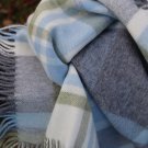 Portree Duck Egg Grey Check Merino Throw 04