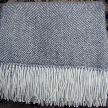 Diamond Herringbone Natural Grey Alpaca Throw