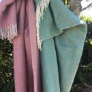 Blush Pink Herringbone Pure New Wool Blanket Throw 06