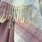 Blush Pink Meadow Check Pure New Wool Blanket 05