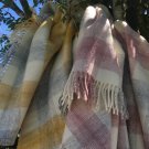 Blush Pink Meadow Check Pure New Wool Blanket 06