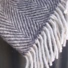 Charcoal Silver Herringbone Pure New Wool Blanket Throw 03