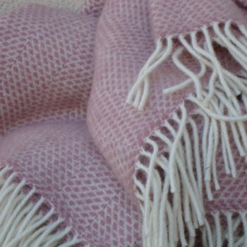 Dusky Pink Beehive Pure New Wool Blanket