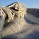 Grey Navy Panel Illusion Pure New Wool Blanket Throw 02