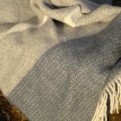 Grey Navy Panel Illusion Pure New Wool Blanket Throw 03