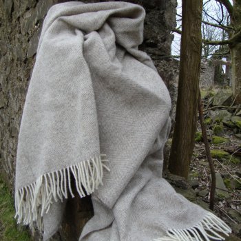 Natural Beige Herringbone Undyed Blanket