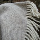Natural Beige Herringbone Pure New Wool Blanket Throw 04