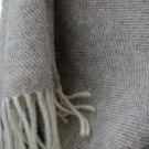 Natural Beige Herringbone Pure New Wool Blanket Throw 05
