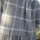 Natural Beige Windowpane Check Pure New Wool Blanket Throw 03