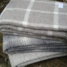 Natural Beige Windowpane Check Pure New Wool Blanket Throw 06