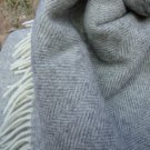 Natural Grey Herringbone Undyed Wool Blanket Throw 02