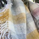 Primrose Yellow Meadow Check Pure New Wool Blanket 03
