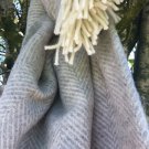 Silver Grey Herringbone Pure New Wool Blanket Throw 02