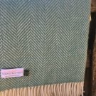 Spearmint Green Herringbone Pure New Wool Blanket Throw 03