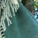 Spearmint Green Herringbone Pure New Wool Blanket Throw 05