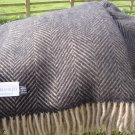 Vintage Herringbone Pure New Wool Blanket Throw 02