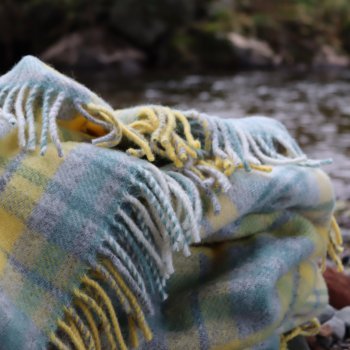 Ocean Cottage Check Pure New Wool Blanket