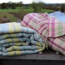 Rose Garden Cottage Check Pure New Wool Blanket Throw 06