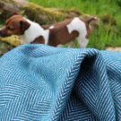 Teal Herringbone Pure New Wool Blanket Throw 05
