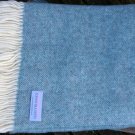 Duck Egg Herringbone Shetland Wool Blanket Throw 06