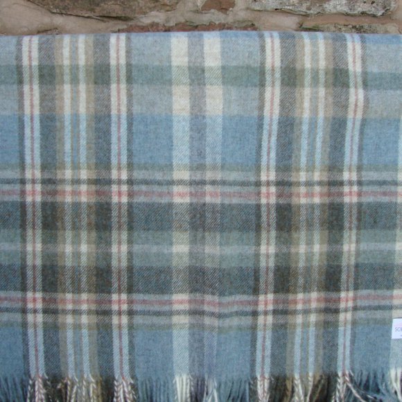 Glen Coe Aqua Shetland Wool Blanket Throw 01
