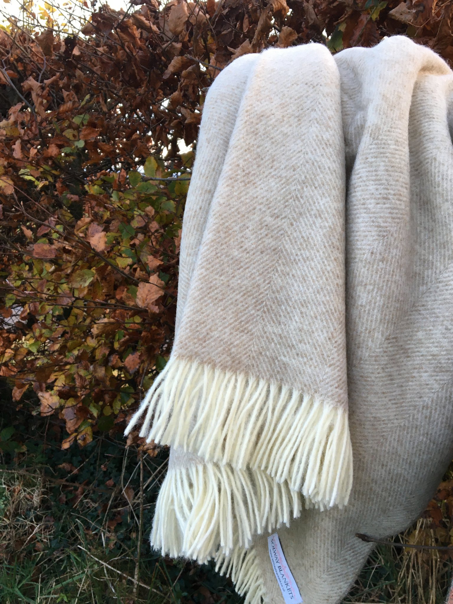 Beige Herringbone | Shetland Blanket | Solway Blankets