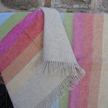 Rainbow Harley Stripe Shetland Wool Blanket