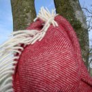 Red Herringbone Shetland Wool Blanket Throw 06